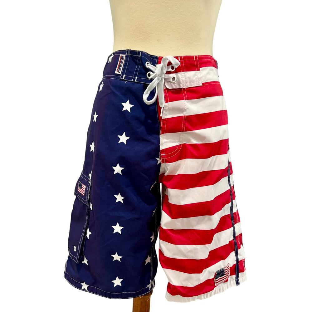 🇺🇸 VTG American Flag Swim Trunks 4th of July USA AMERICA Shorts men’s small